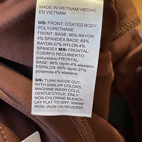 NWT Chico's Brown Five Pocket Ponte Faux Leather Slim Leg Front Pant Size 3R/16R - Picture 12 of 12